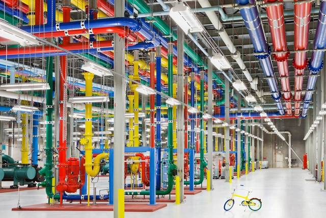 Inside the central cooling plant