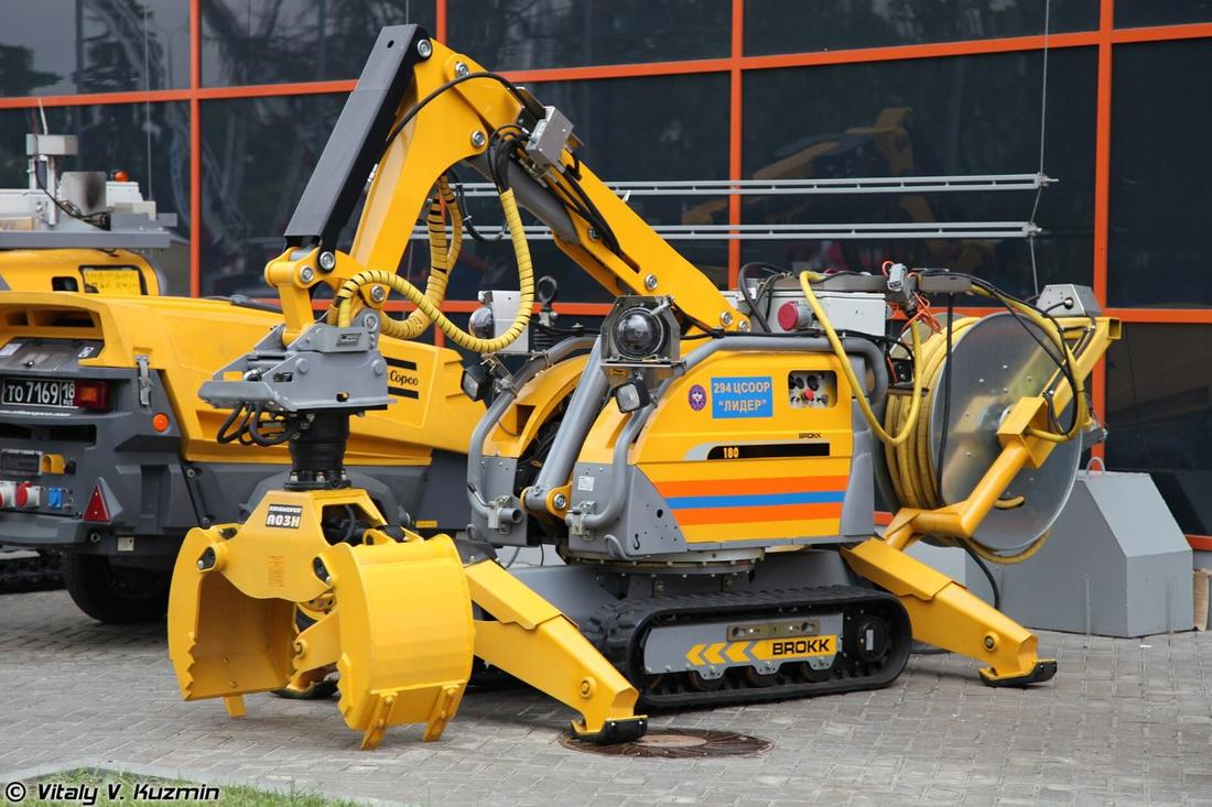 Brokk 180 remote demolition robot. Where: Integrated Safety and Security Exhibition 2013 (per Commons)