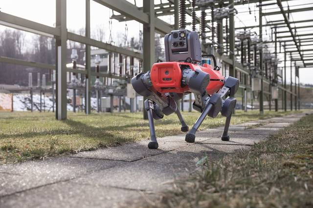 ANYmal D on inspection in an electrical substation.